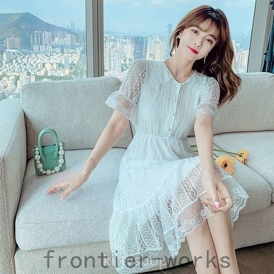 レースワンピース 襟付き 可愛い ワンピース 代 夏 レースドレス お嬢様 ホワイトワンピース レース デート お出かけ 通販 Lineポイント最大get Lineショッピング