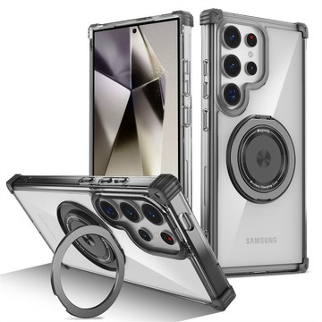 2026新款 360°旋轉支架 透明手機殼 適用 三星 S26 S25 S24 S23 FE Ultra A57 A56