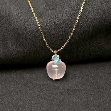 平平安安小蘋果項鍊 | 粉晶 磷灰石 白水晶 平安保佑 316醫療鋼鍊 S24AE31-999