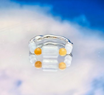 純銀系列 - 白冰翡翠蛋面純銀戒指