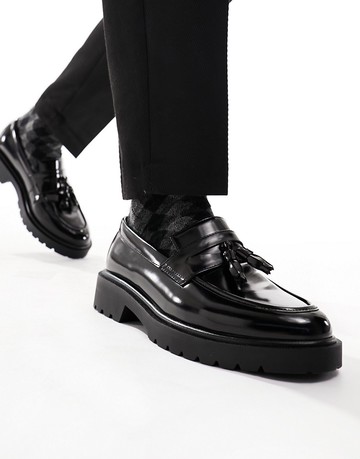 ASOS DESIGN tassel loafers in black faux leather