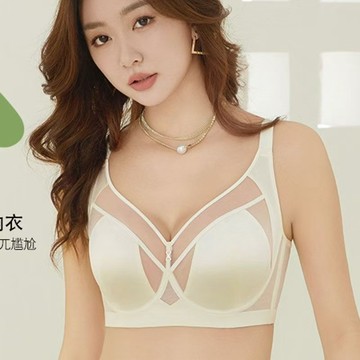 通透網紗無痕綢面內衣 聚攏 大胸顯小 顯瘦 萬能杯內衣 側收副乳 軟鋼圈 調整型 性感內衣 無鋼圈文胸