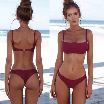 8724 人追蹤⭐歐美外貿泳裝爆款 性感純色比基尼泳衣套裝bikini swimwearD4TC