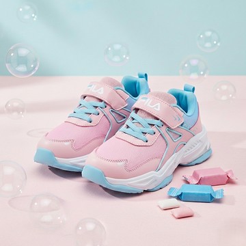 FILA KIDS 大童輕量撞色運動鞋-粉藍 3-J704Z-223