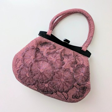 復古 串珠包 梅紅色 圓菊圖紋 派對包 宴會包 手工製作 串珠刺繡 復古風格