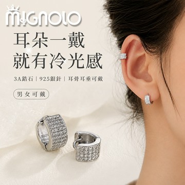 MIGNOLO｜冷光鑽面耳環 水鑽耳環 3A鋯石耳環 個性耳環 耳骨耳環 耳扣 耳環男 耳飾 耳環女 排鑽耳環