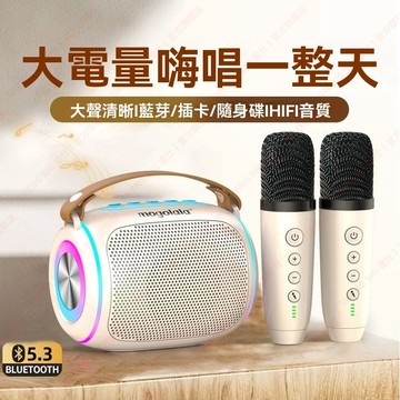 ✅隔日到貨+現貨✅雙麥克風喇叭 家庭K歌音響 戶外行動K歌音響 手機藍牙連接 禮物交換小朋友兒童節禮物 卡拉OK音響喇叭