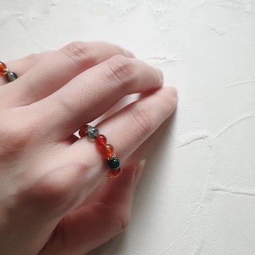 紅紅蘿蔔 天然晶石食指戒 (紅瑪瑙.A水草瑪瑙)增進活性能量 養顏