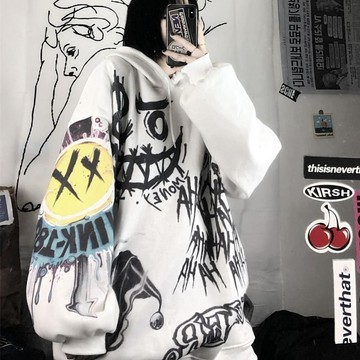 限時優惠 潮酷休閒加絨衛衣 連帽衛衣男秋冬加絨加厚hiphop嘻哈新款韓版寬鬆大碼百搭炸街外套