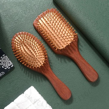 檀木氣墊梳子女氣囊梳梳學生傢用美髮便攜捲髮民族風男造型梳IQUMJGT01