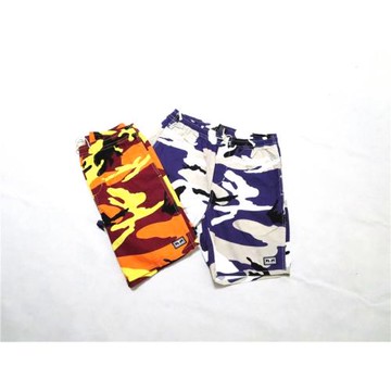 美式街頭潮牌拼色迷彩松緊腰薄款滑板街舞bboy運動梭織無彈力短褲