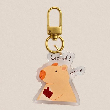 壓克力吊飾-水豚比讚 40mm寫實風格插畫