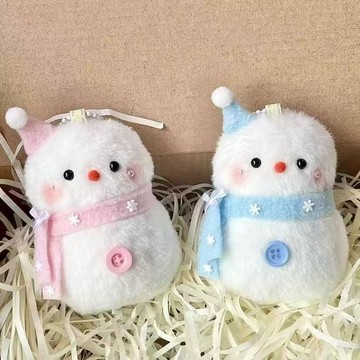 の包包裡✨可愛聖誕雪人娃娃鑰匙扣掛件創意毛絨雪人公仔玩偶書包掛飾