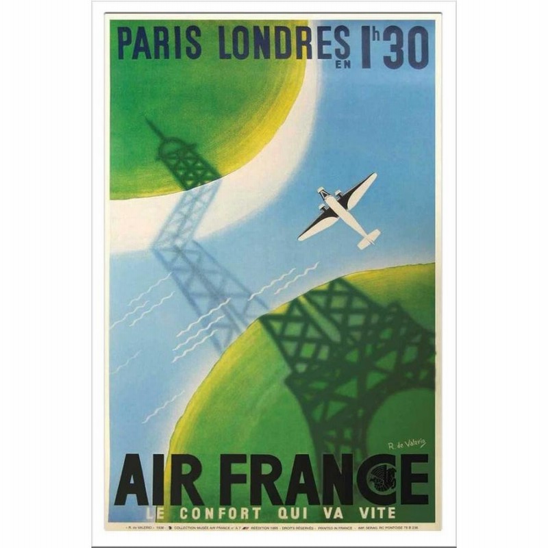 ポスターフレーム Jean Colin Air France Paris Londres1h30(ジャン