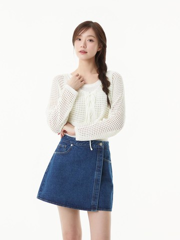 [SET] Ribbon Detail Knit Cardigan Ribbed Knit Top (PR2KG481)