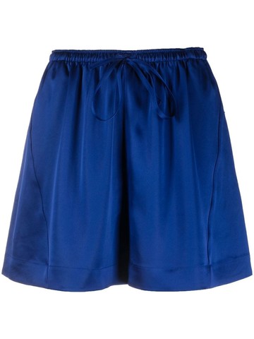 Y-3 - drawstring-waist satin shorts - women - Cotton/Triacetate/Polyester - S - Blue