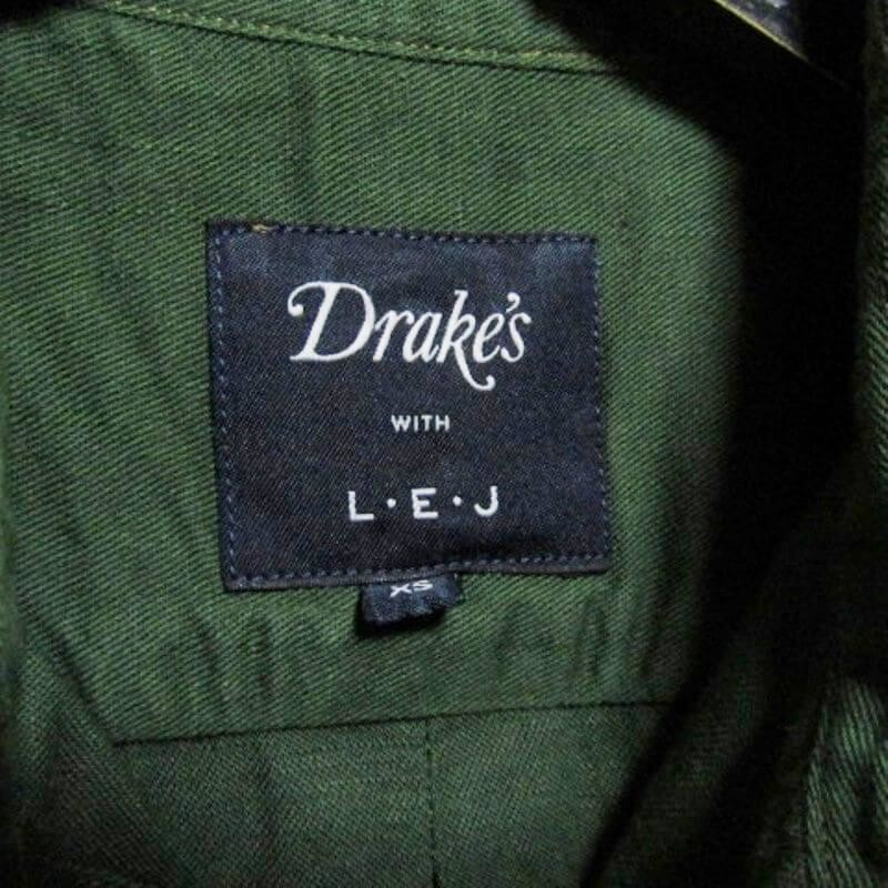 Drake's × LEJ ドレイクス 長袖ワークシャツ コットン リネン