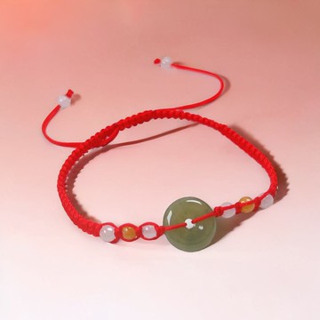 【願‧平安】冰綠翡翠平安扣編織手鍊 | 天然A貨翡翠 | 送禮