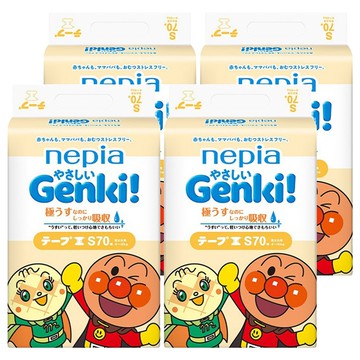 Genki nepia 王子 麵包超人黏貼型尿布 4~8kg  S  280片
