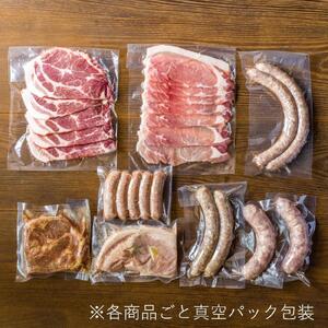 「鬼の宝ポーク」無添加ソーセージ（4種）、ポークチョップ、ポークステーキと豚肉（400ｇ）セット