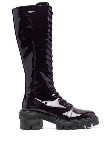 Stuart Weitzman - lace-up patent boots - women - Calf Leather/Patent Calf Leather/Rubber - 41 - Purple