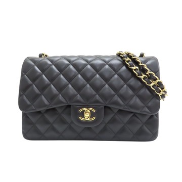 【二手名牌BRAND OFF】CHANEL 香奈兒 黑色 菱格紋皮革 Jumbo 30 鍊帶肩背包