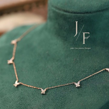 18K金馬眼鑽石蝴蝶頸鍊