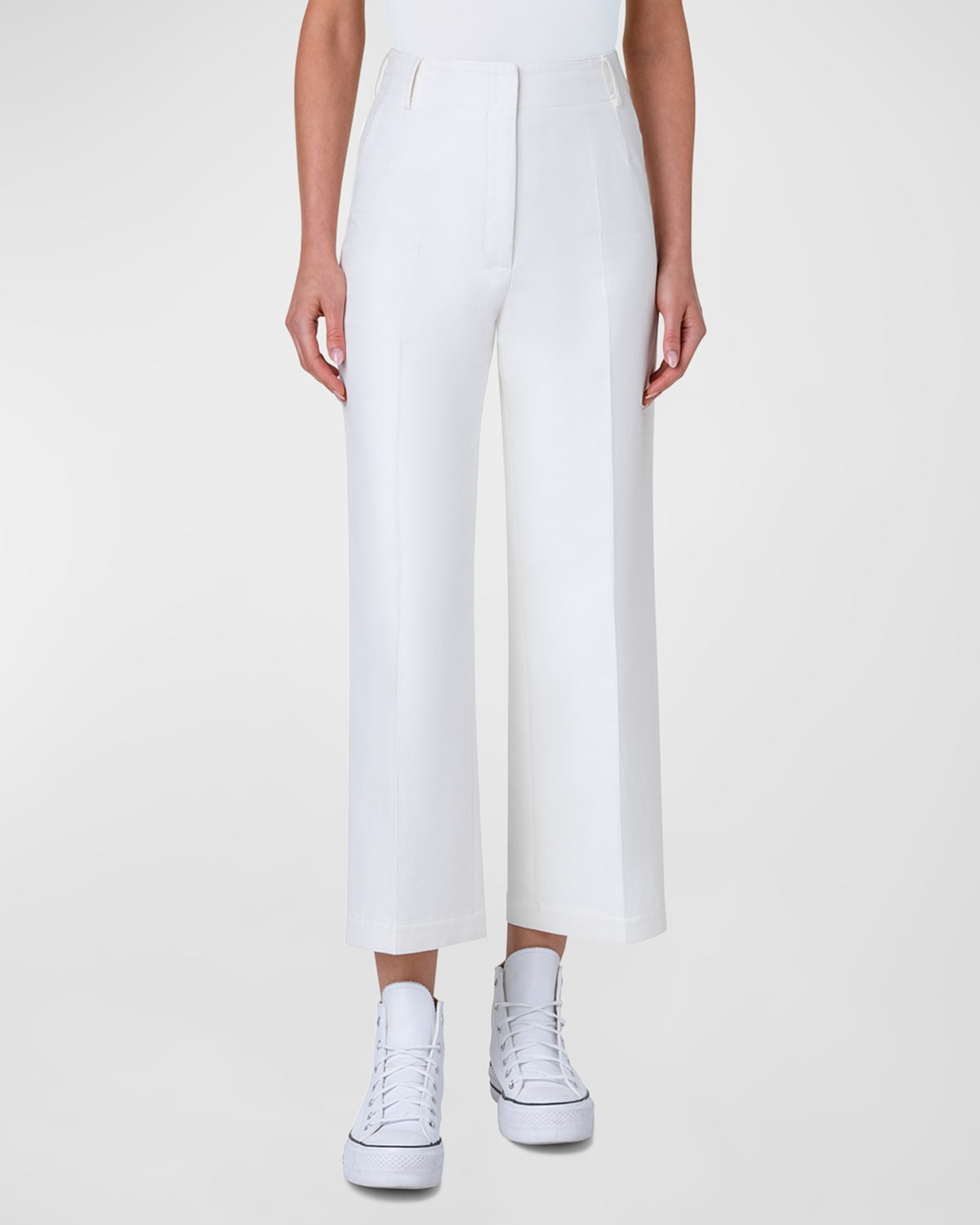 Wide-Leg Crop Cotton Twill Pants