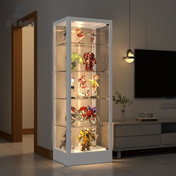 全玻手辦展示櫃帶燈帶玻璃透明防塵陳列櫃玩具櫃樂高展示收納櫃 子qxm8231