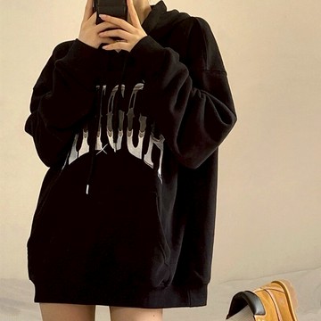 美式高街hiphop衛衣女春秋薄款寬松oversize設計感小眾上衣ins潮