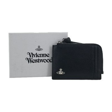 Vivienne Westwood 荔枝紋皮革拉鍊卡包-黑