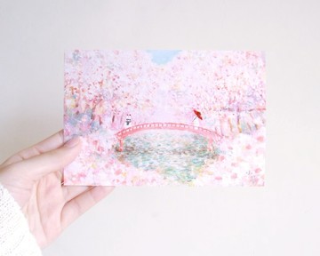 日系小兔子櫻花插畫卡片 明信片