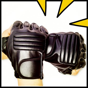 有間小鋪:防滑減震加厚防護格鬥手套 男士健身運動手套 騎行戰術半指手套  PU皮男款露指手套 男生手套男士手套