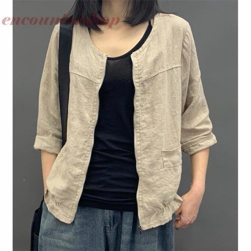 ノーカラージャケット レディース 綿麻ジャケット ジャケット 綿麻 サマージャケット アウター 薄手 カジュアル 夏 代 30代 40代 50代 通販 Lineポイント最大0 5 Get Lineショッピング