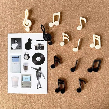 黑白 音符 圖釘 軟木板 毛氈板 裝飾 創意 音樂 按釘 照片牆 固定 大頭釘