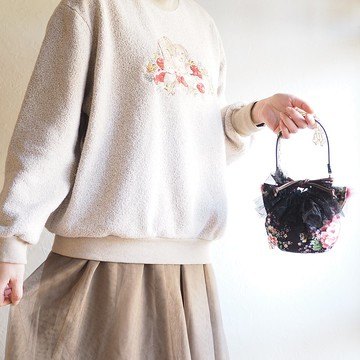 彈簧蓬鬆蕾絲貓形錢包手拿包（1 件）