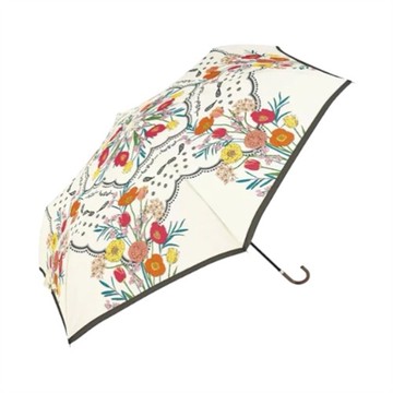 (預購)  海渡 because Umbrella 花卉絲巾風格折疊傘-米白 58cm (JN556-101-20)
