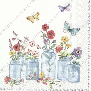 德國 IHR-33*33cm餐巾紙-夏季罐子(白色)