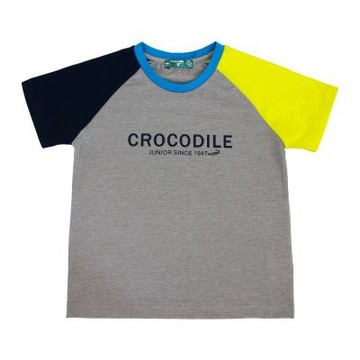 Crocodile Junior 小鱷魚童裝-鱷魚拼色單T-麻灰色 ( 701430-23 小童款)