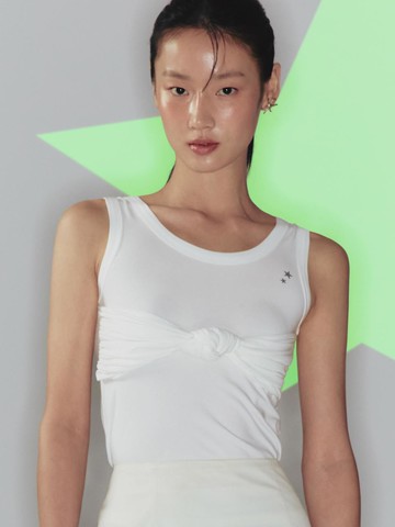 Twisted Sleeveless Tank Top [White]