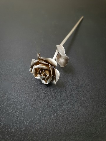 玫瑰花葉/古銀髮簪/情人節禮物