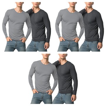 厚刷毛保暖衣  XL  淺灰色  3組