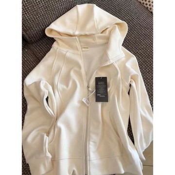 修身衛衣外套女春秋款2026新款上衣初早秋連帽白色開衫秋冬季收腰