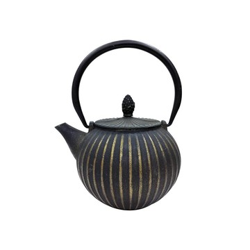 鑄鐵壺 龍文堂南部鐵器 古銅直紋急須壺0.85L(Z-0.85L)