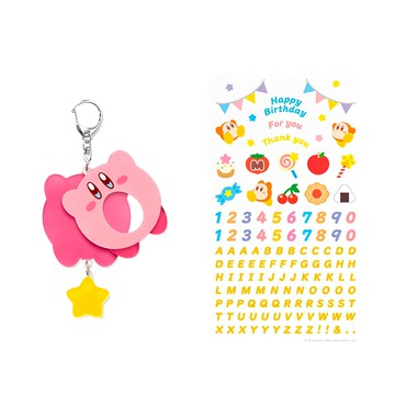 星之卡比 吊飾及貼紙組 可愛造型 易於黏貼 裝飾筆記本 手機殼  粉色 + 黃色  1組