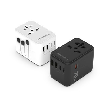 POLYWELL 多合一萬國轉接頭 70W 三Type-C+雙USB-A