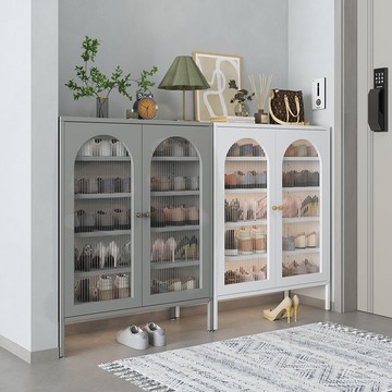 免運開發票 鞋櫃/鞋架 鋼制鞋櫃家用鞋架門口玄關落地多層透明防塵簡約鐵藝大容量收納櫃 快速出貨