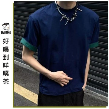 美式雙面撞色速乾涼感純色短袖T恤通勤2026夏季新款簡約潮牌上衣