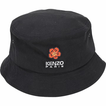 KENZO BOKE FLOWER 扶桑花字母徽標棉質漁夫帽(黑色)