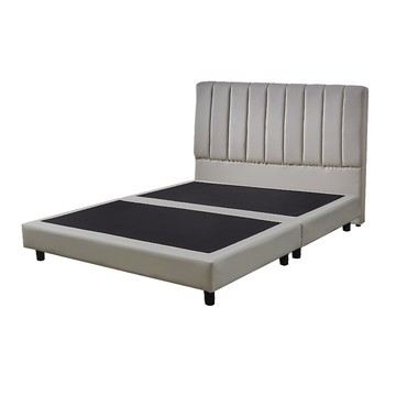 【多瓦娜】諾拉5尺皮床組/床頭+床底-二色淺灰